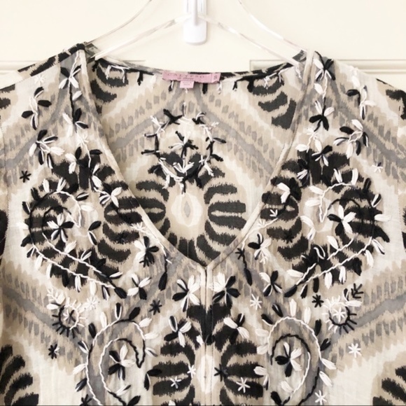 Calypso St. Barth | Gauze Embroidered Boho Tunic Top Swim Beach Small - Picture 2 of 16